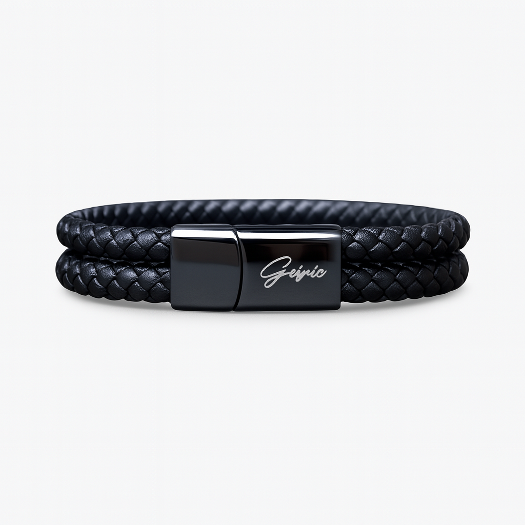 Men's Genuine Leather Double Strap Dublin Bracelet