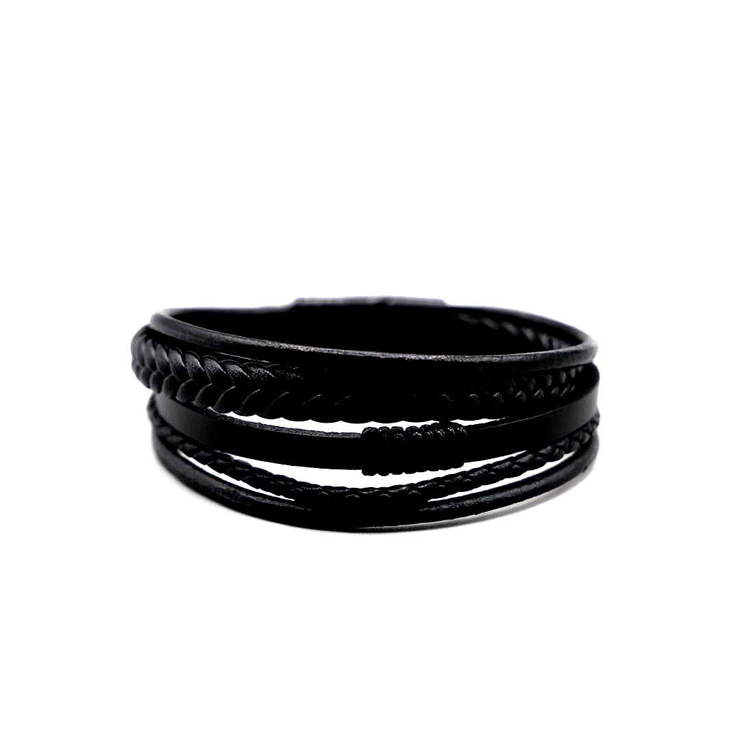 Premium Leather 5-Strap Pasadena Men's Wrap Bracelet