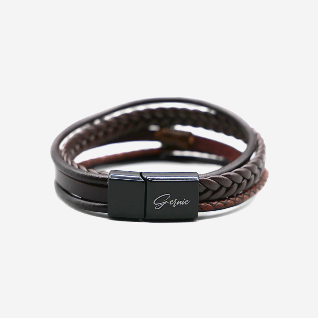 Premium Leather 5-Strap Pasadena Men's Wrap Bracelet