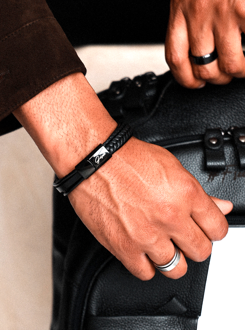Premium Leather 5-Strap Pasadena Men's Wrap Bracelet