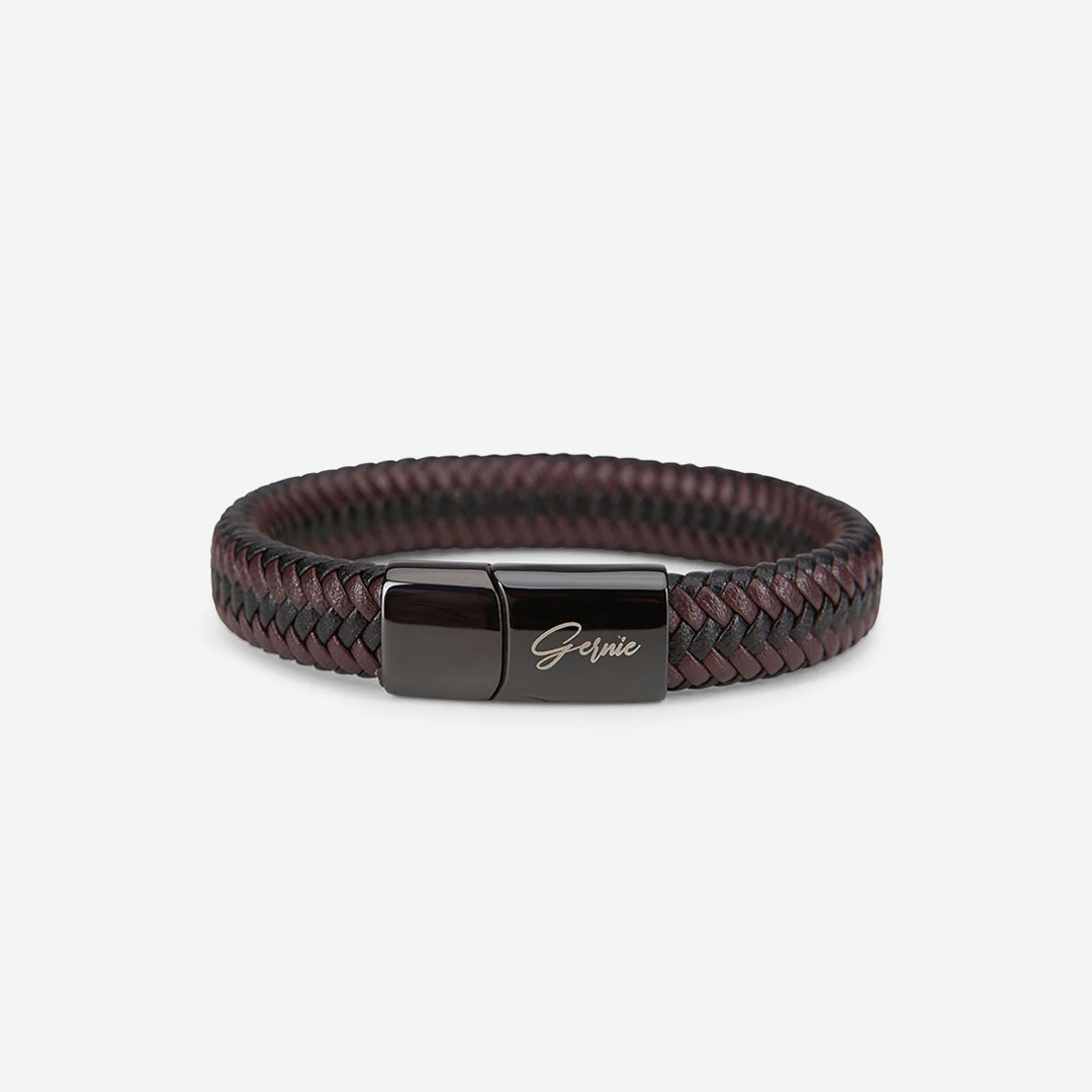 Men's Black Genuine Leather Bracelet - Berkeley Collection