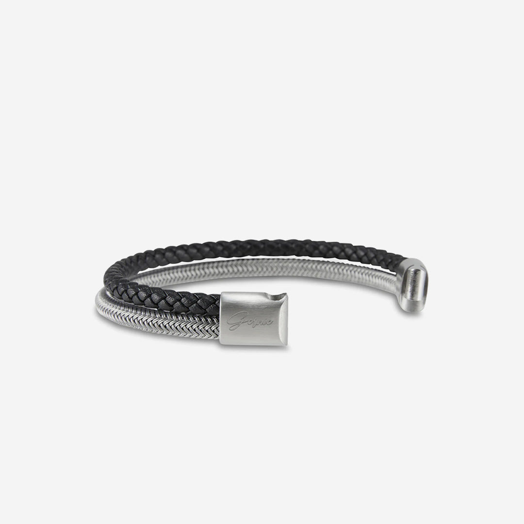 Candice Gunmetal & Steel Thin Leather Bracelet – Owen&Savary