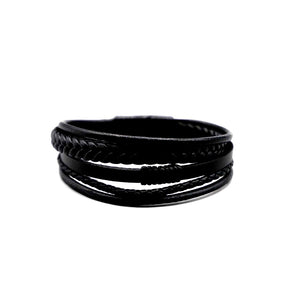 Premium Leather 5-Strap Pasadena Men's Wrap Bracelet