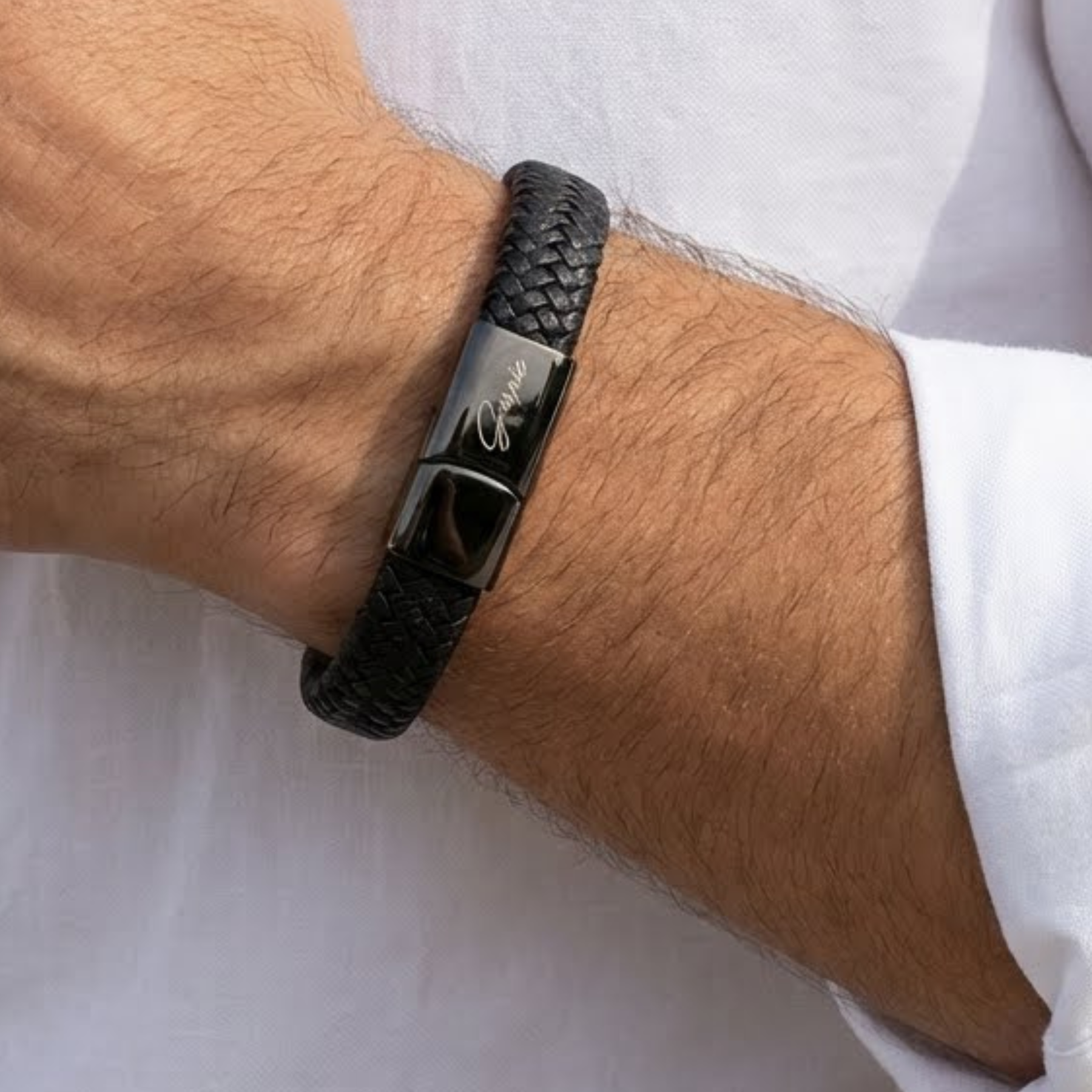 Men's Genuine Braided Leather Berkeley Bracelet