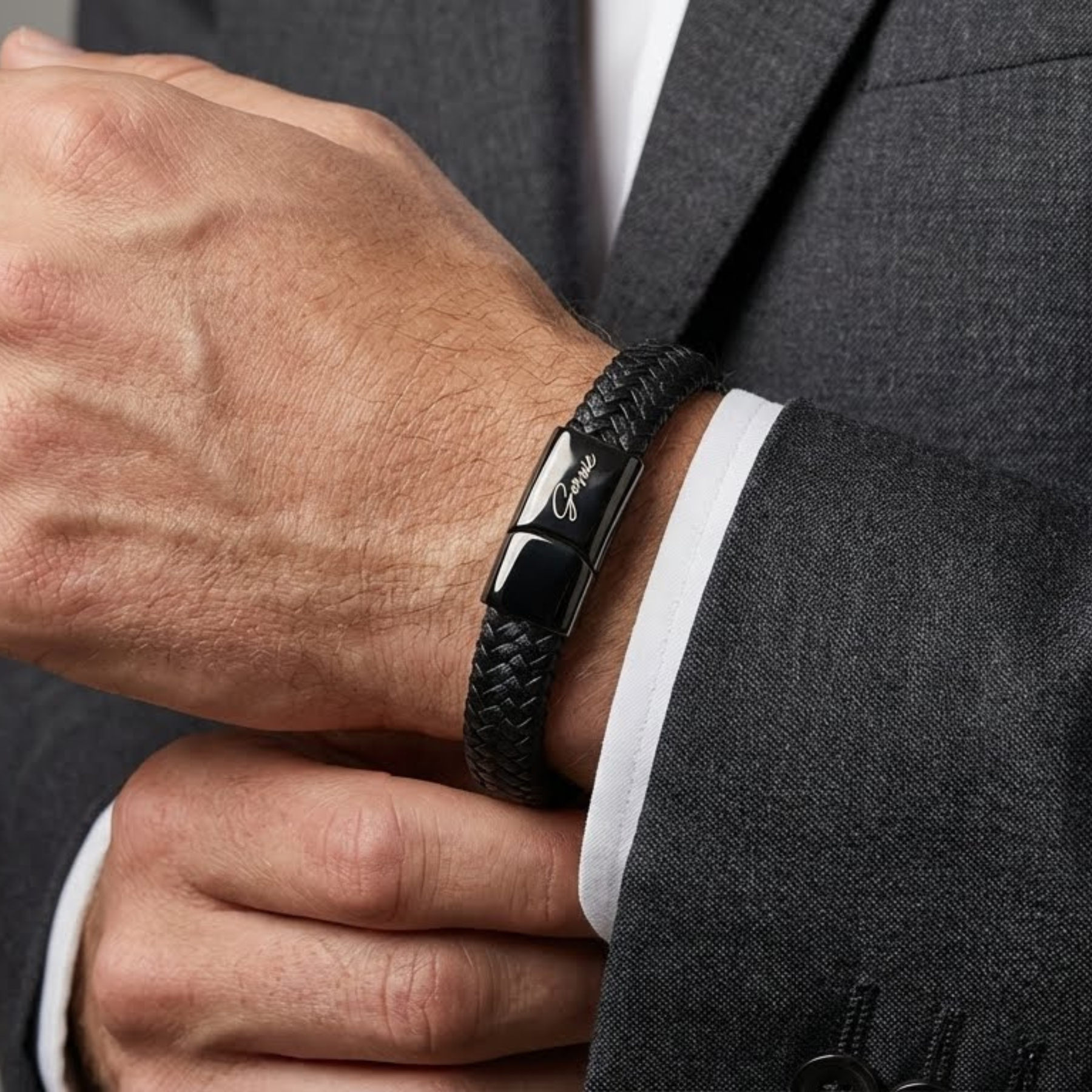 Men's Genuine Braided Leather Berkeley Bracelet