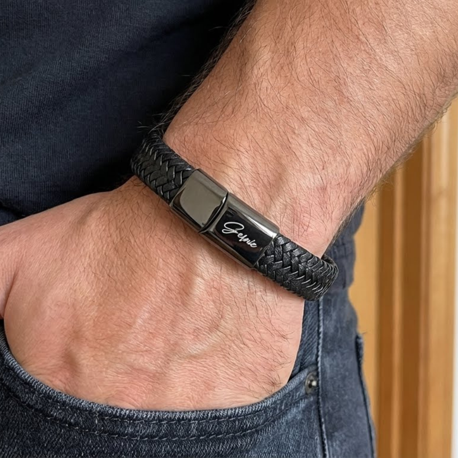 Men's Genuine Braided Leather Berkeley Bracelet