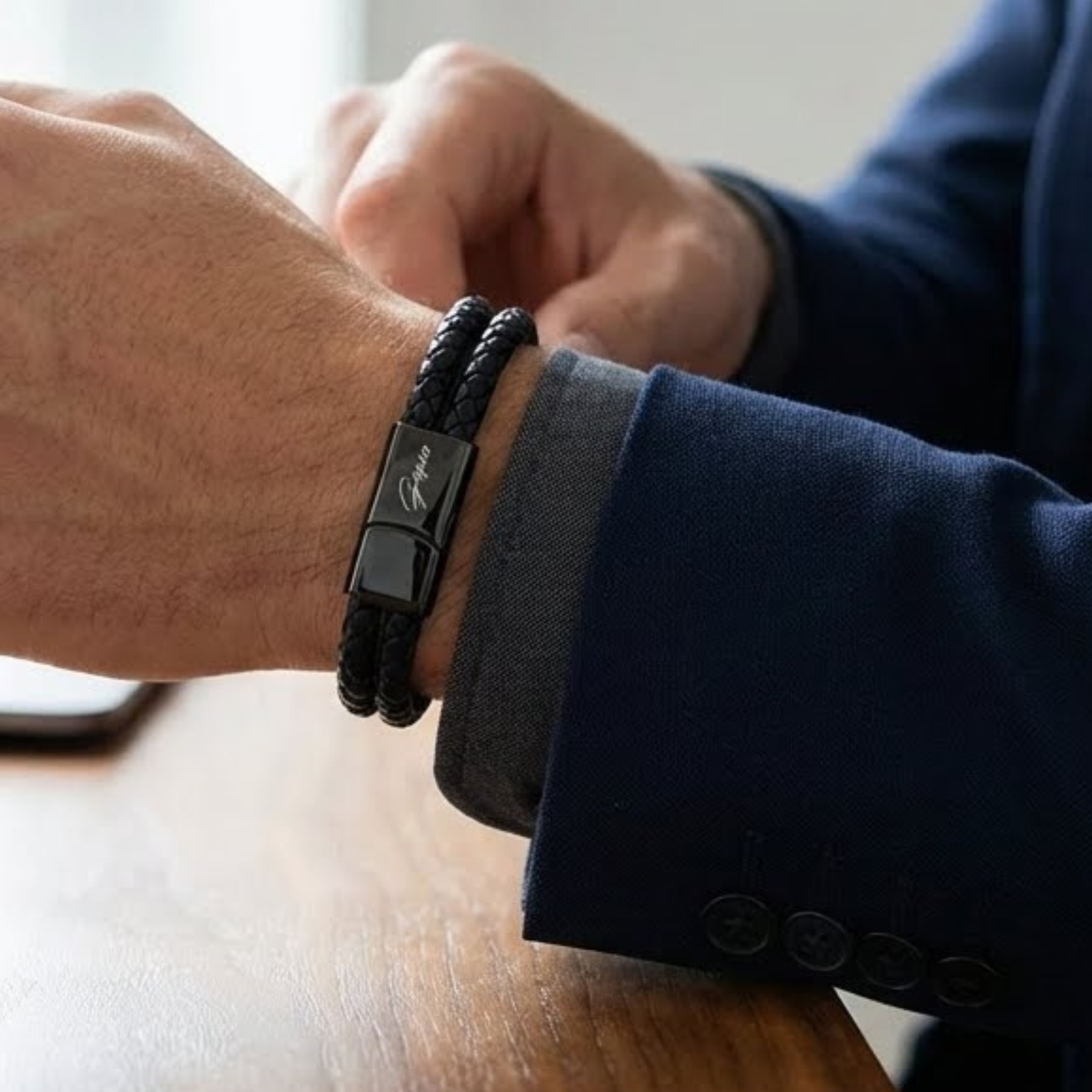 Men's Genuine Leather Double Strap Dublin Bracelet