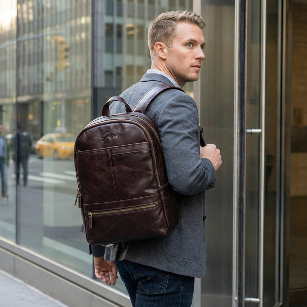 Black Luxury Quilted Italian Garda Leather Backpack