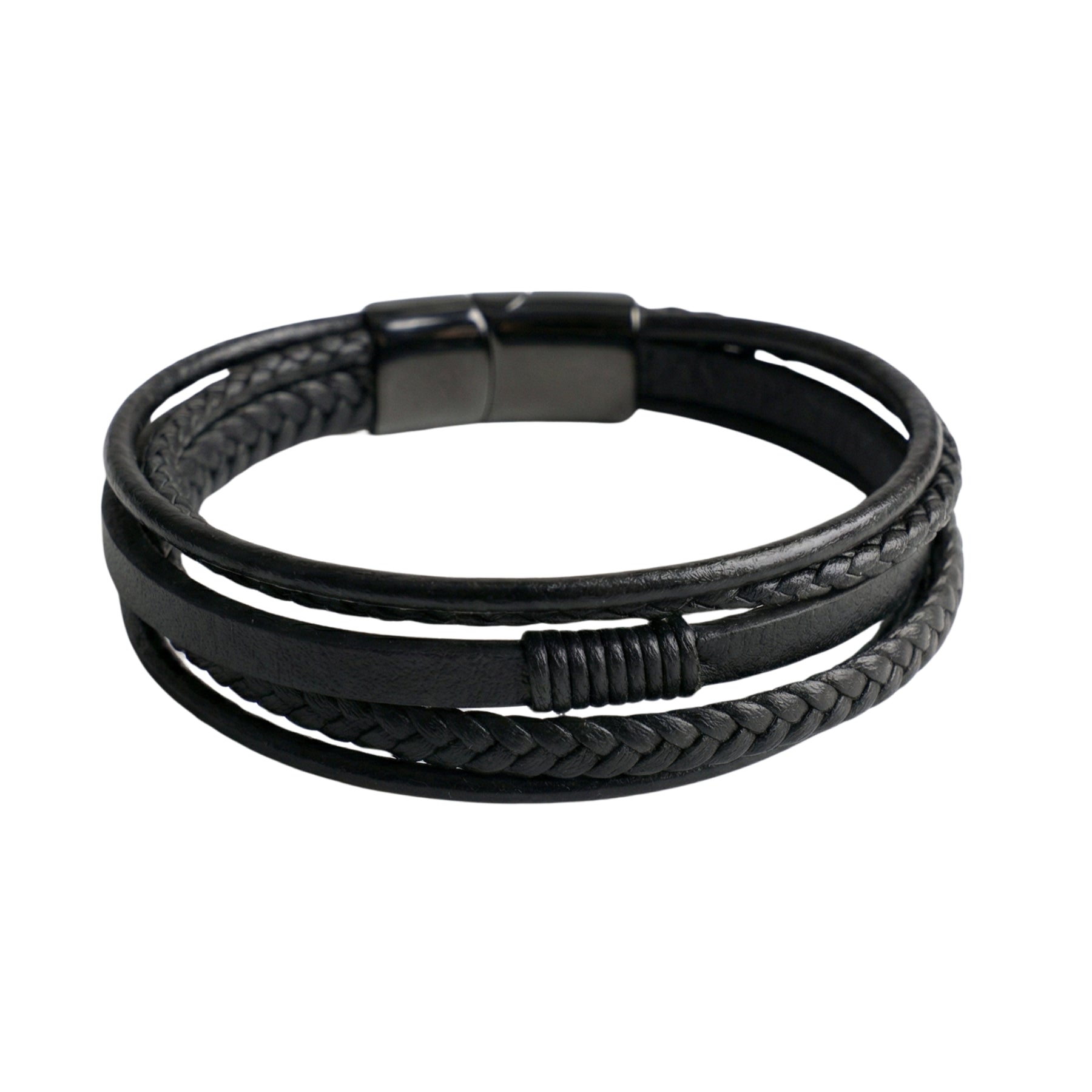 Premium Leather 5-Strap Pasadena Men's Wrap Bracelet