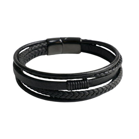 Premium Leather 5-Strap Pasadena Men's Wrap Bracelet