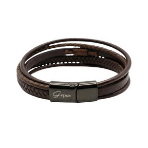 Premium Leather 5-Strap Pasadena Men's Wrap Bracelet
