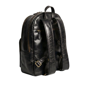 black leather backpack gold cross jane Black Luxury Quilted Italian Garda Leather Backpack