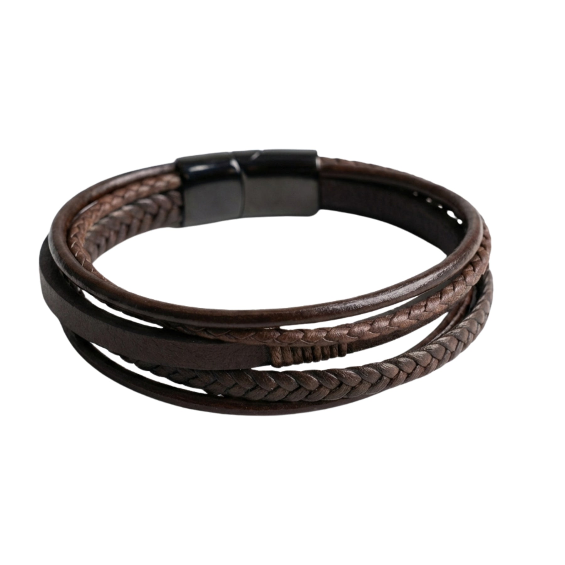 Men's Premium Brown Leather Wrap Bracelet - Pasadena Collection