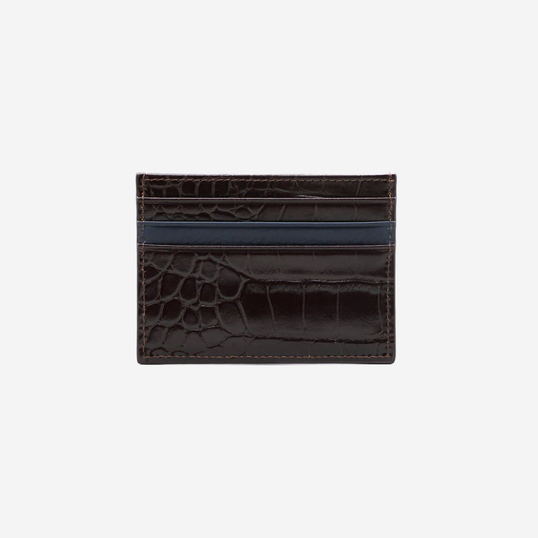 Matte Black Croc Leather Credit Card Wallet, Slim Design Case | Gernie NYC