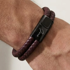 Men's Genuine Leather Double Strap Dublin Bracelet