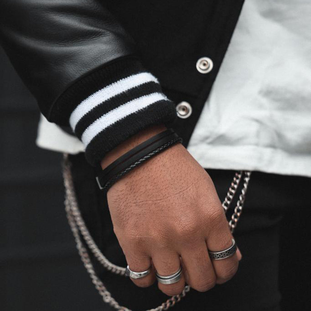 Premium Leather 3-Strap Montebello Men's Bracelet