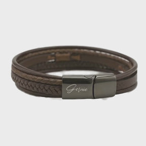Premium Leather 5-Strap Pasadena Men's Wrap Bracelet