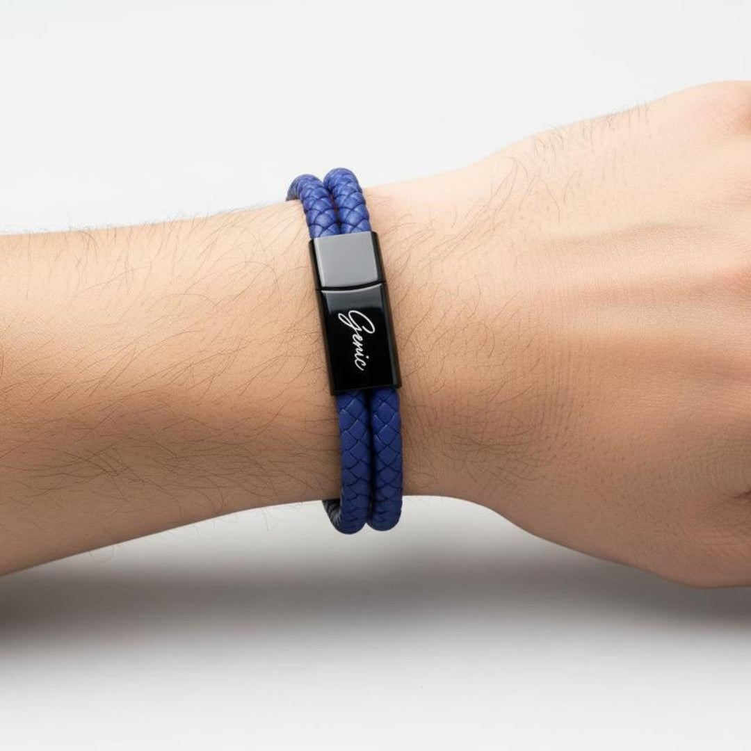 Men's Genuine Leather Double Strap Dublin Bracelet