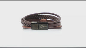 Premium Leather 5-Strap Pasadena Men's Wrap Bracelet