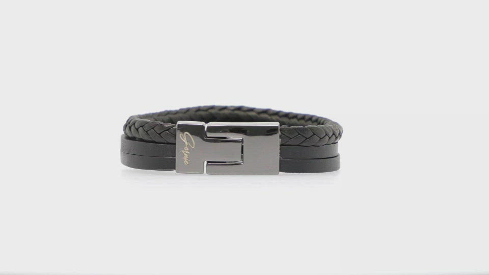 Men's Black Italian Leather Bracelet - Montebello Collection | Gernie NYC